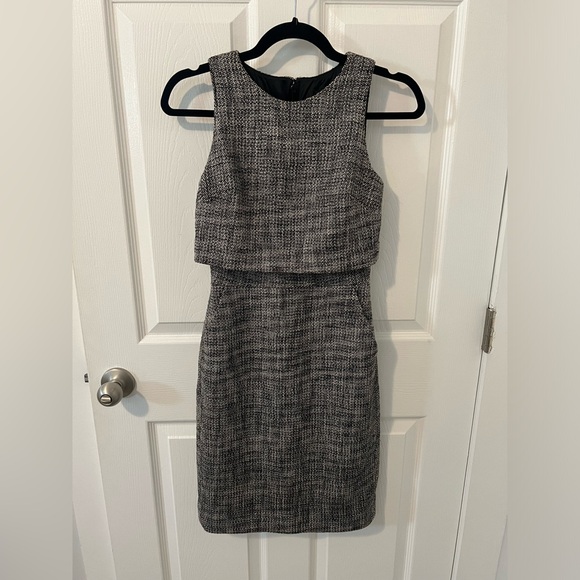 J. Crew Black & White Tweed Sheath Dress with Pockets - Picture 4 of 14